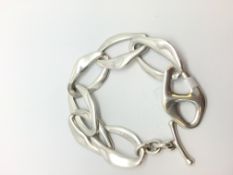 Tiffany & Co, Silver Elsa Peretti bracelet, abstract links, t-bar clasp, 20cm, 38g