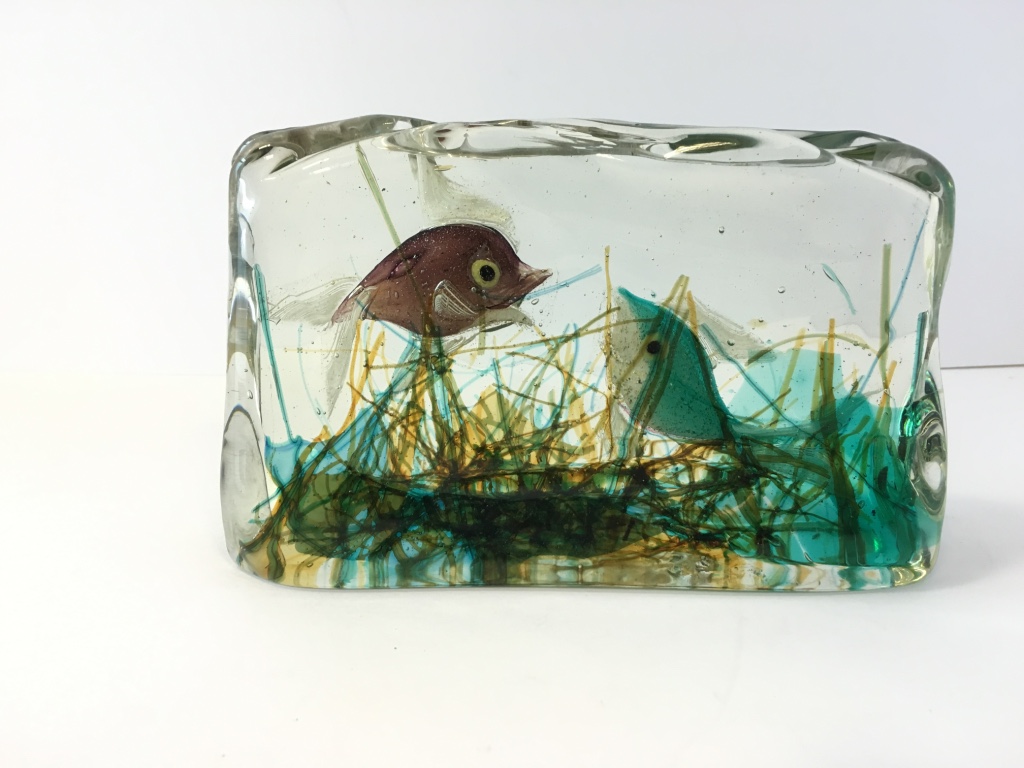 Cendese, Vintage Murano glass aquarium sculpture, two fish approximately 17 x 11 cm, circa 1950/60s, - Image 2 of 2