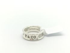Tiffany & Co silver ring, marked 'T&Co 1837', hallmarked, ring size M