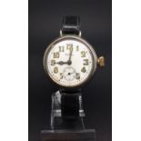 Gentleman's Military WW1 Waltham Solid Silver Trench Watch dated 1917. The case is screw backed