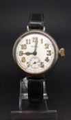 Gentleman's Military WW1 Waltham Solid Silver Trench Watch dated 1917. The case is screw backed