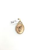 Floral design oval locket, stone set, 2.5x2cm, hallmarked 9ct