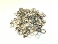 Bag of mostly silver rings, gross weight approximately 814 grams