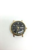 Gentlemen's 1950s Day Date Longines wristwatch. The movement is automatic. The dial is black with