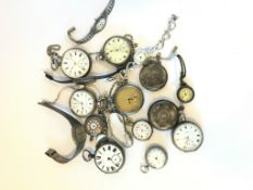 A large quantity of silver cased pocket watches and wristwatches, various makers and dates including