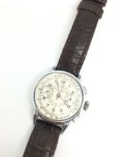 An oversized 1940s Gentlemen's Girard Perragaux Chronograph manual wind watch. The case is stainless