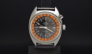 Gentlemen's Glycine Airman SST 'Pumpkin', black circular dial with twenty four hour markers, date