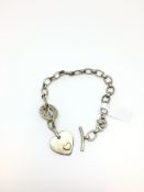 Links of London silver heart charm bracelet with toggle clasp