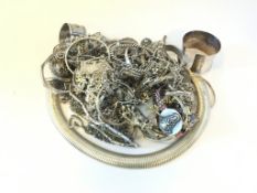 Bag of mostly silver jewellery, gross weight approximately 2228 grams