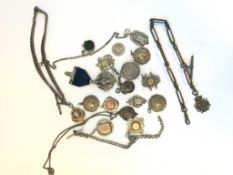 Bag of antique fobs and medals, , gross weight approximately 336 grams