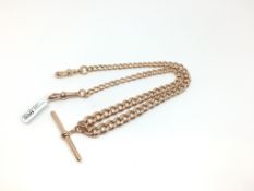9ct rose gold Albert chain, 40cm long, gross weight approximately 40g