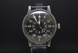 Gentlemen's Military WW2 German Navigators B-Uhr Laco Pilots watch. It comes in a stainless steel