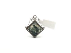 Sterling silver pendant set with moss agate