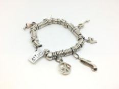 Links of London silver Sweetie charm bracelet with six charms