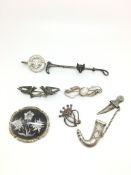 Seven silver antiques brooches