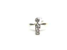 Art Deco diamond ring, two vertically set diamonds, estimated weight 0.20+ each, diamond set