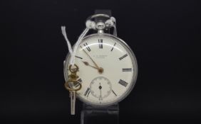 J.W Benson open faced pocket watch, Roman numerals, subsidiary seconds dial, verge movement