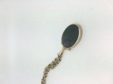 Moss agate and onyx pendant, large oval cabochon of moss agate approximately 33x 24mm, Onyx to
