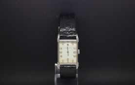 Rare, 1950's Vacheron & Constantin platinum cased wristwatch, rectangular dial with diamond dot hour