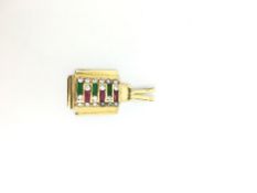 18ct yellow gold pendant set with white green and red paste stones, gross weight approximately 6.6