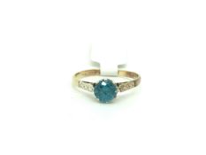 9ct Gold Ring set with a blue zircon