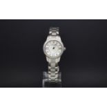 Ladies diamond Bulova Accutron, mother of pearl dial, diamond hour markers and bezel, stainless