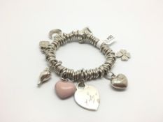 Links of London silver Sweetie charm bracelet with eight charms including a Tiffany & Co. heart