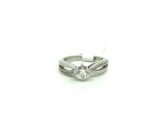 Single Stone Diamond ring. Central Stone is Approximately 0.60ct. Diamond set Platinum mount. 4.99g