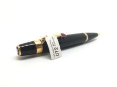 Mont blanc Boheme roller ball pen, black with gilt detail, synthetic ruby set clip, Mont Blank