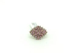 9ct Pink Sapphire and Diamond Cluster Ring