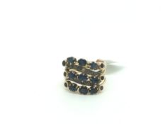 14ct Gold Sapphire Multi Stone Hinged Ring 5.64g