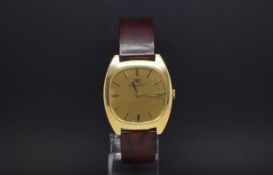 A GENTLEMANS OVERSIZED 18ct GOLD IWC WRIST WATCH. Circa 1970s The dial is gold in colour gold onyx