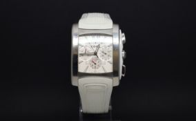 Ebel Brasilia chronograph automatic wristwatch, oversized white rectangular dial, three subsidiary