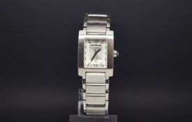 Gentlemen's montbanc wristwatch, rectangular dial with date apperture montblanc signature crown,