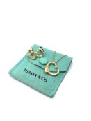 18ct Tiffany & Co Elsa Peretti necklace and earring set, heart necklace with original chain,