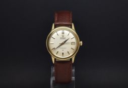 Gentlemen's 18ct Omega Constellation Calendar automatic, silvered dial with onyx and gold baton hour