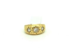 Tests as 22ct Gold Gem Set Gypsy Ring 6.4g