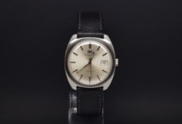 A GENTLEMANS IWC STAINLESS STEEL AUTOMATIC WRIST WATCH. Circa 1970s. The watch is in a stainless