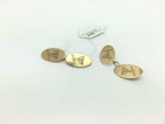 9ct Gold Cufflinks each engraved with an emblem