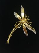 9ct Gold Dragon Fly Brooch 4.1g