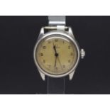 Gentlemen's military Omega wrist watch, circular dial with arabic numerals and outer minute track,