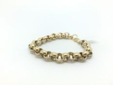 9ct Gold Gem Set Belcher Link Bracelet 26g