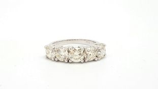 Five stone diamond ring five round brilliant cut diamonds weighing an estimated total of 2.69ct claw