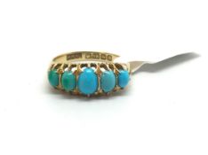 18ct Gold Turquoise Five Stone Ring. 3.3g Size P