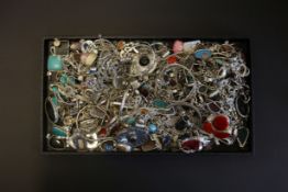 A selection of mostly silver jewellery items and semi precoius stones Gross Weight 2948gr