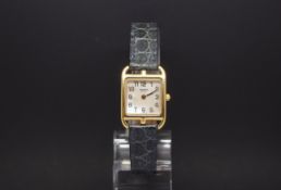 Ladies 18ct Hermes Cape Cod wrist watch, mother of pearl square dial with applied Arabic numerals,