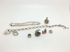 Two links of London charm bracelets and 5 links of London Charms/Beads 43.4g