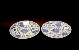 A Pair Qing Dynasty Blue/White Plates, Circa 18th century (2)