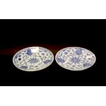 A Pair Qing Dynasty Blue/White Plates, Circa 18th century (2)