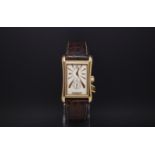 Gentlemen's 18ct Graham Chromo Sprint, rectangular white dial with rose gold dagger hour markers and